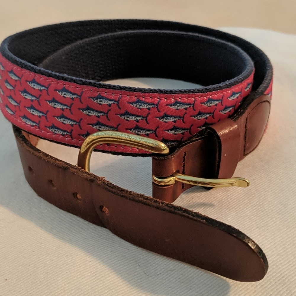Country Club Prep Marlin Brando Leather Tab Belt - Picture 2 of 3